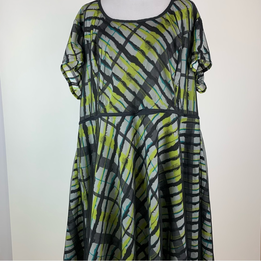 eShakti Black Sheer Overlay Dress Sz 4X